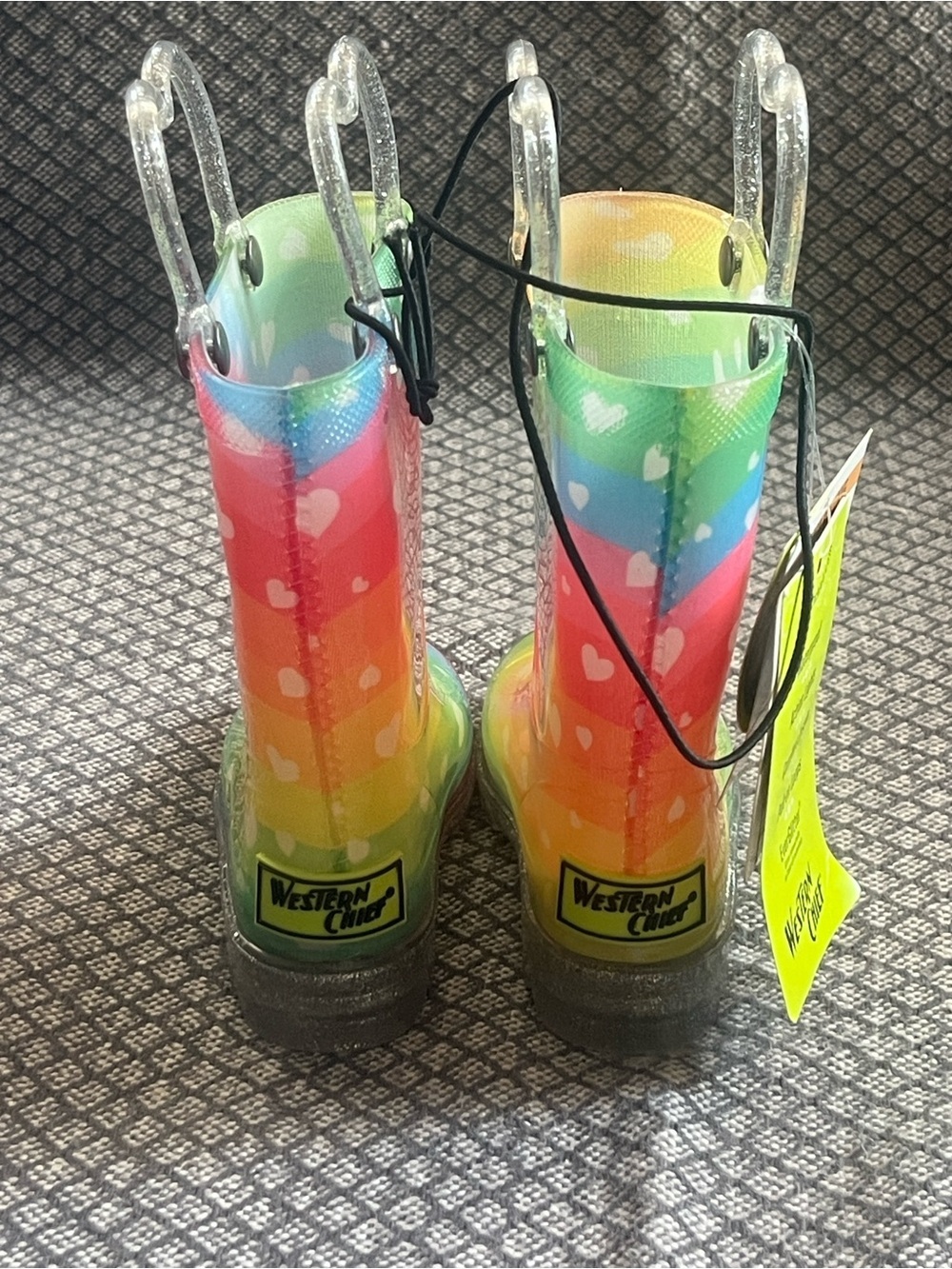 NWT Western Chief Girls Size 5 Rainbow Heart Light Up Rain Boots - Picture 6 of 13